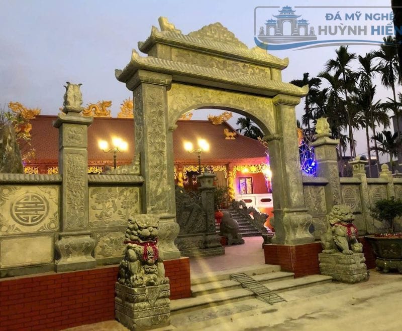 cổng đá 2 mái đẹp thiết kế theo yêu cầu