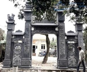 Cổng đá trắng nguyên khối sang trọng