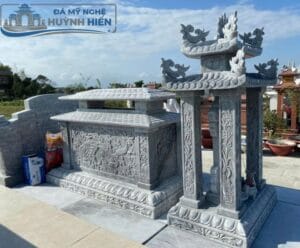 Mộ đá đơn nguyên khối thiết kế đơn giản trang nghiêm