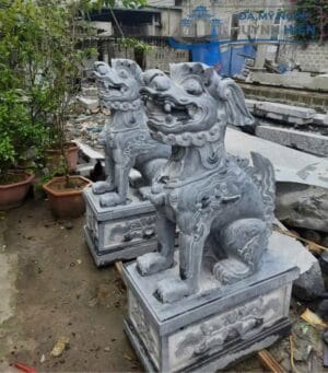 Tượng con nghê đá tự nhiên nguyên khối cao cấp